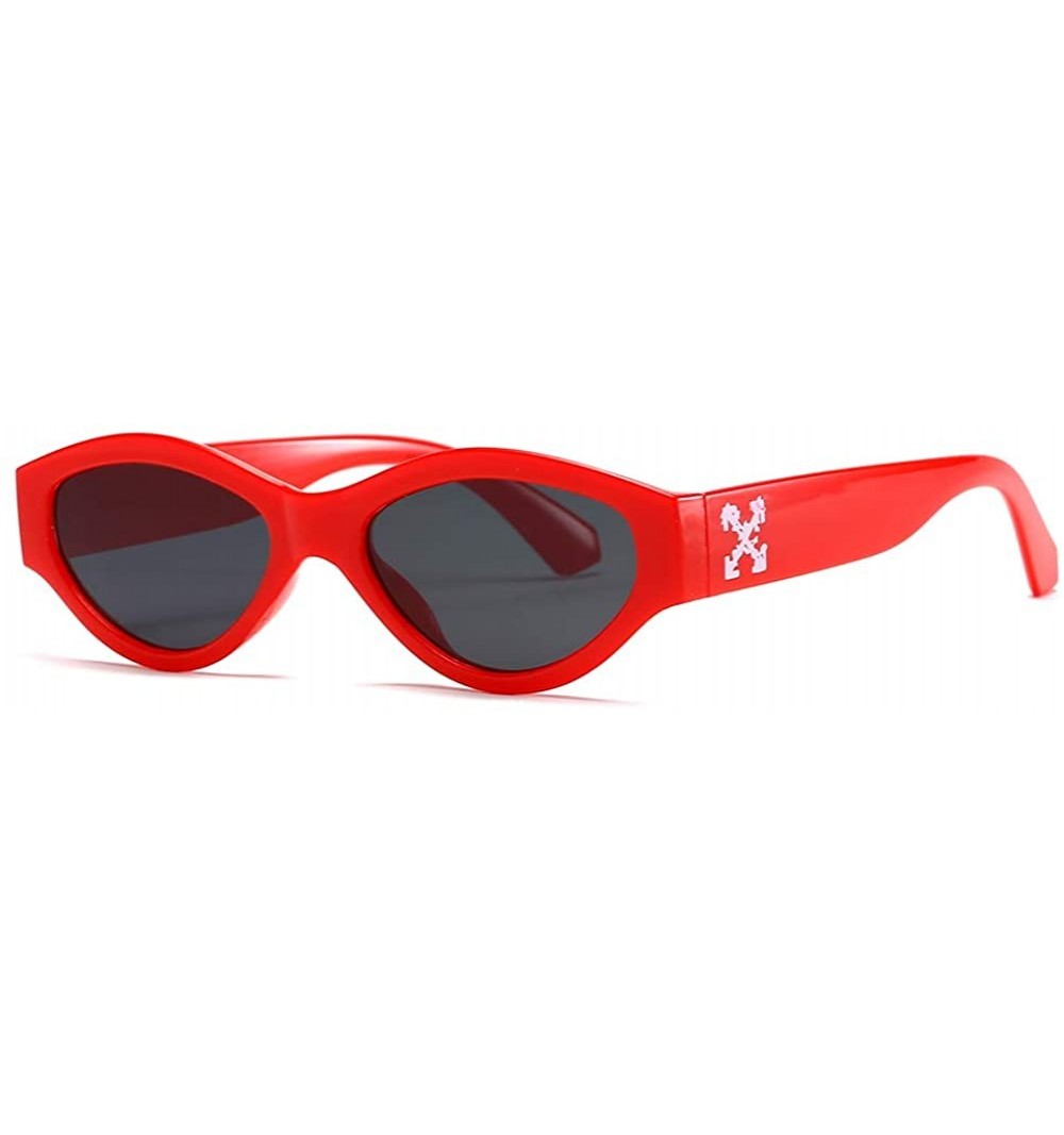 Oval Women Sunglasses Retro Black Drive Holiday Oval Non-Polarized UV400 - Red - CY18R0QLZXT $10.01