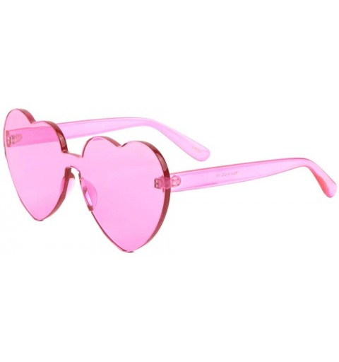 Shield One Piece Thick Heart Shape Shield Crystal Color Sunglasses - Pink - C518KQITM68 $30.24