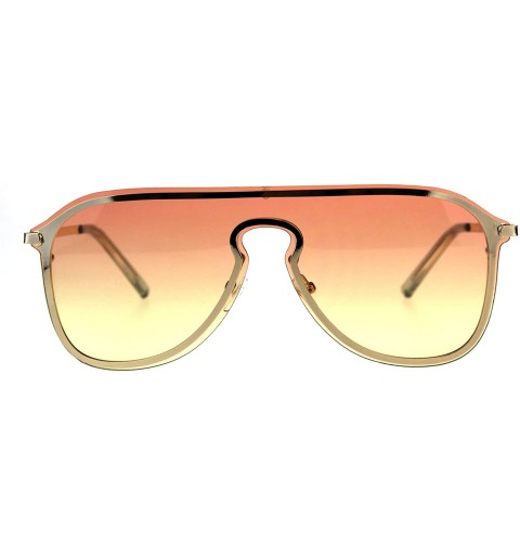 Shield Mens Pop Color Lens Oversize Rimless Metal Trim Shield Racer Sunglasses - Gold Orange Yellow - CB18CGNZLS4 $25.75