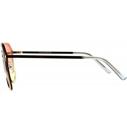 Shield Mens Pop Color Lens Oversize Rimless Metal Trim Shield Racer Sunglasses - Gold Orange Yellow - CB18CGNZLS4 $11.64