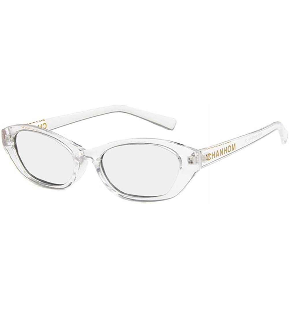 Oval Unisex Sunglasses Retro Bright Black Grey Drive Holiday Oval Non-Polarized UV400 - Transparent White - CY18RI0S2T7 $9.48