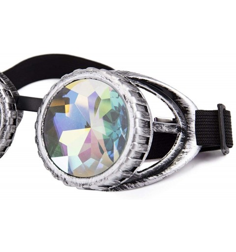 Goggle Kaleidoscope Rave Goggles Steampunk Glasses with Rainbow Crystal Glass Lens - Anti-silver-new Arrival - CG18IDZX3AI $1...