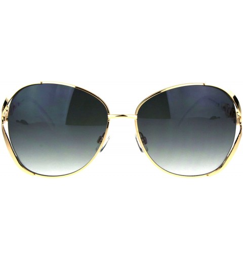 Butterfly Womens Exposed Lens Oversize Butterfly Metal Rim Jewel Diva Sunglasses - Gold White - CC1839ETLZ0 $18.09