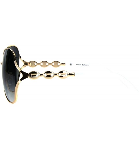 Butterfly Womens Exposed Lens Oversize Butterfly Metal Rim Jewel Diva Sunglasses - Gold White - CC1839ETLZ0 $18.09