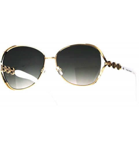 Butterfly Womens Exposed Lens Oversize Butterfly Metal Rim Jewel Diva Sunglasses - Gold White - CC1839ETLZ0 $18.09