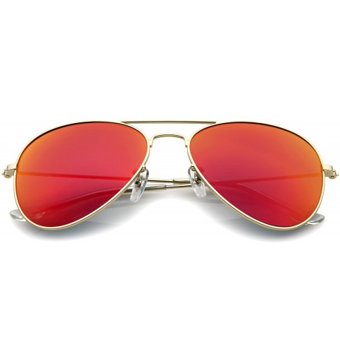Aviator Classic Matte Metal Frame Colored Mirror Lens Aviator Sunglasses 57mm - Gold / Crimson Mirror - C212KCPGRDD $12.59