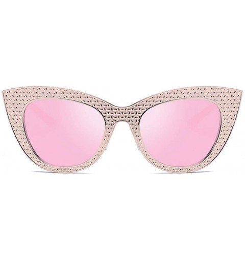 Oversized Vintage Cat Eye Oversized Metal Frame Tinted Lenses Women Sunglasses - Gold Pink - CH18NNIOD7I $10.82