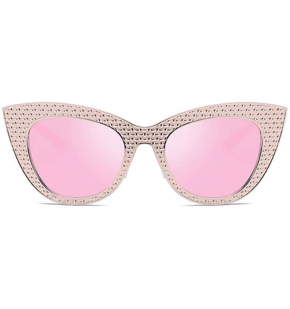 Oversized Vintage Cat Eye Oversized Metal Frame Tinted Lenses Women Sunglasses - Gold Pink - CH18NNIOD7I $10.82