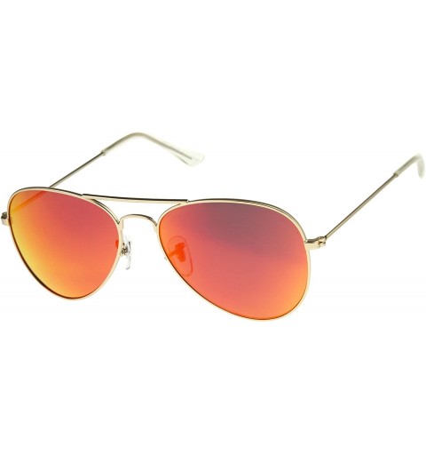Aviator Classic Matte Metal Frame Colored Mirror Lens Aviator Sunglasses 57mm - Gold / Crimson Mirror - C212KCPGRDD $12.59