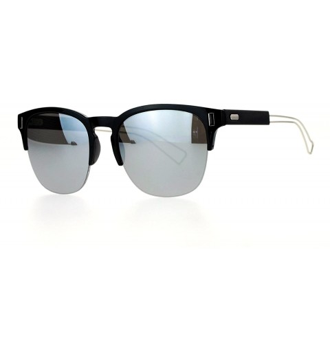 Wayfarer Retro Vintage Style Unique Metal Tip Half Rim Hipster Sunglasses - Black Silver - C012EO5QBND $22.36