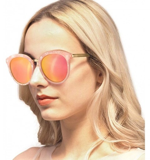 Round Polarized Sunglasses for Women Stylish Oversiezed Round Frame Mirrored Eyewear UV400 Protection - C518U75IW38 $21.45