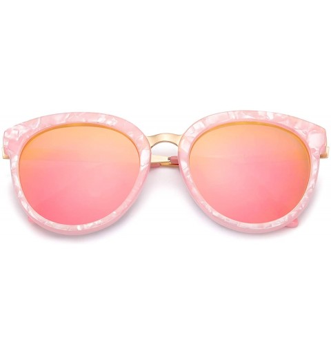 Round Polarized Sunglasses for Women Stylish Oversiezed Round Frame Mirrored Eyewear UV400 Protection - C518U75IW38 $21.45