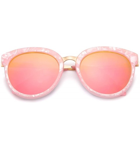 Round Polarized Sunglasses for Women Stylish Oversiezed Round Frame Mirrored Eyewear UV400 Protection - C518U75IW38 $21.45
