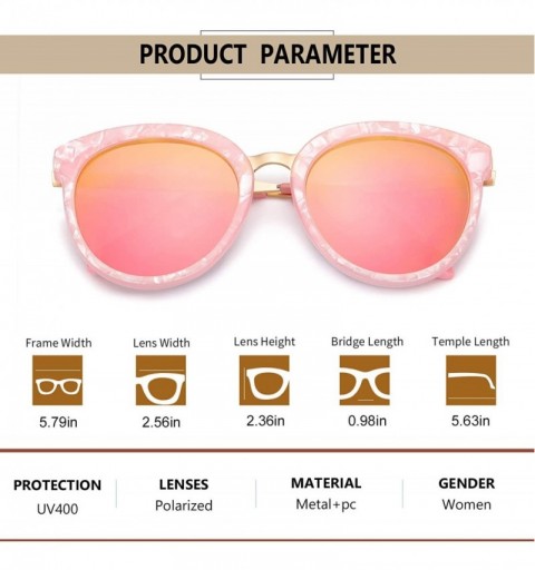 Round Polarized Sunglasses for Women Stylish Oversiezed Round Frame Mirrored Eyewear UV400 Protection - C518U75IW38 $21.45