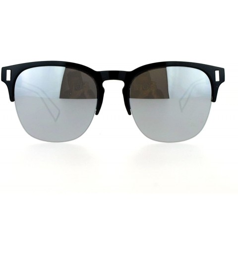 Wayfarer Retro Vintage Style Unique Metal Tip Half Rim Hipster Sunglasses - Black Silver - C012EO5QBND $23.26