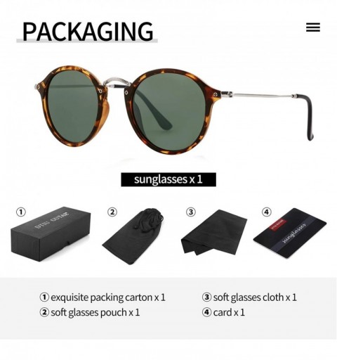 Round Retro Round Sunglasses for Men and Women Polarized UV400 Protection - Tortoise Frame/Polarized Dark Green Lens - CU18IY...