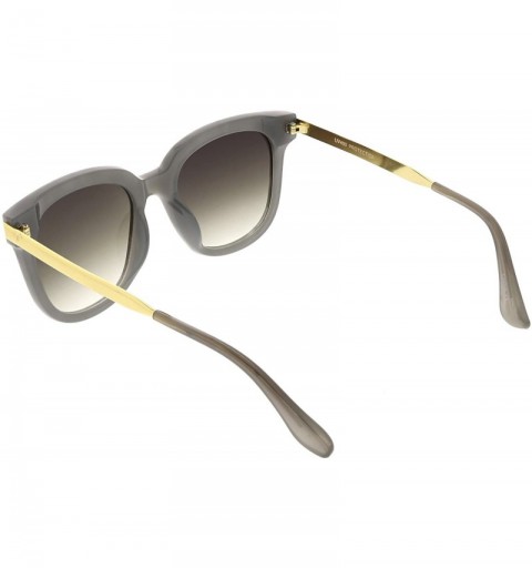 Square Modern Marble Print Horn Rimmed Round Gradient Lens Square Sunglasses 53mm - Grey / Lavender - C1188HED2ET $24.26