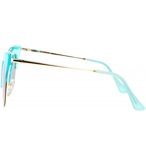 Cat Eye Retro Luxury Diva Runway Womens Half Rim Cat Eye Sunglasses - Blue - CC12D7ION3X $14.93