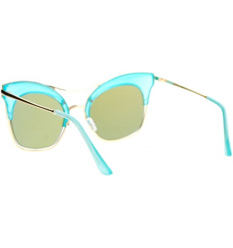 Cat Eye Retro Luxury Diva Runway Womens Half Rim Cat Eye Sunglasses - Blue - CC12D7ION3X $14.93