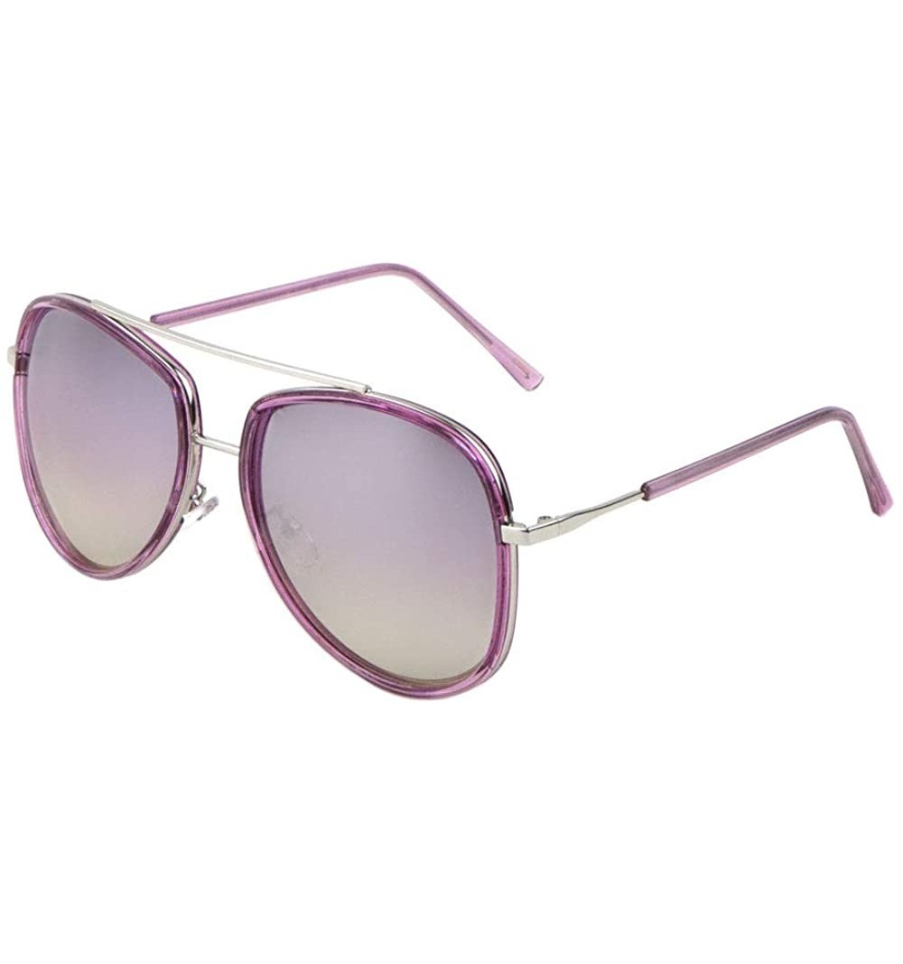 Aviator Oceanic Color Double Plastic Metal Rim Crystal Aviator Sunglasses - Purple - CZ190OC8D8X $16.86