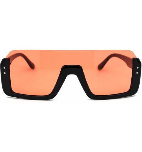 Square Mens Upside Down Half Rim Plastic Rectangular Shield Sunglasses - Black Red - C618ZRDWYCN $8.07