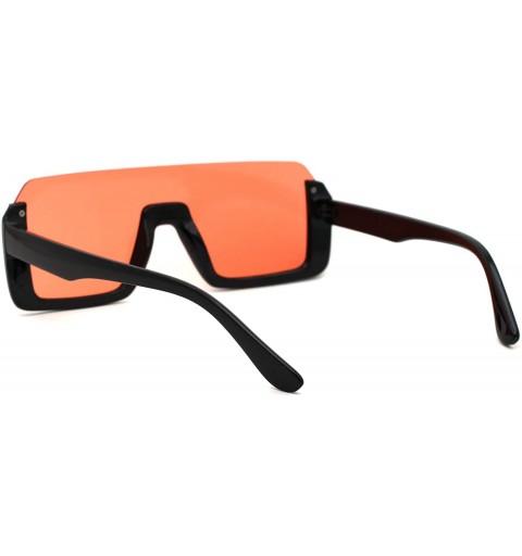 Square Mens Upside Down Half Rim Plastic Rectangular Shield Sunglasses - Black Red - C618ZRDWYCN $8.07