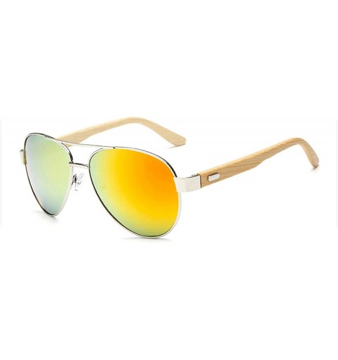 Goggle Bamboo Sunglasses Pilot Men Wooden Metal Women Er Mirror Sun Glasses Drive Retro De Sol - Kp1510 C2 - C2199CMATHS $27.21