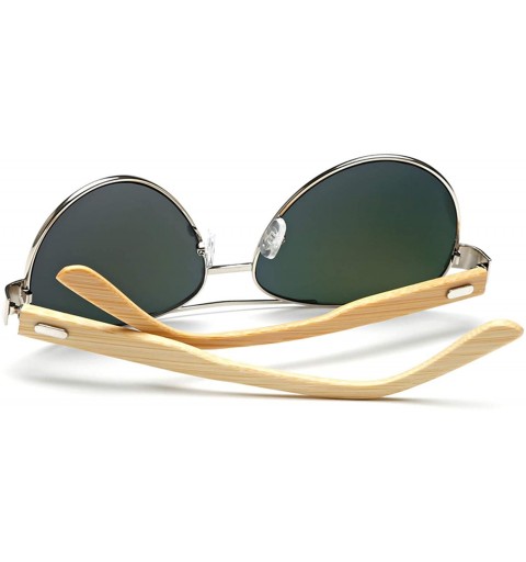 Goggle Bamboo Sunglasses Pilot Men Wooden Metal Women Er Mirror Sun Glasses Drive Retro De Sol - Kp1510 C2 - C2199CMATHS $27.21