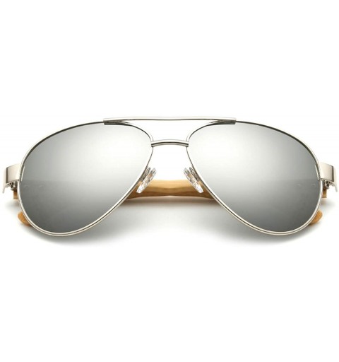 Goggle Bamboo Sunglasses Pilot Men Wooden Metal Women Er Mirror Sun Glasses Drive Retro De Sol - Kp1510 C2 - C2199CMATHS $27.21