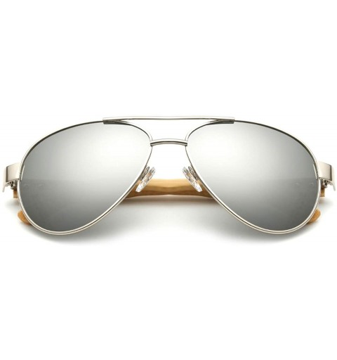 Goggle Bamboo Sunglasses Pilot Men Wooden Metal Women Er Mirror Sun Glasses Drive Retro De Sol - Kp1510 C2 - C2199CMATHS $27.21