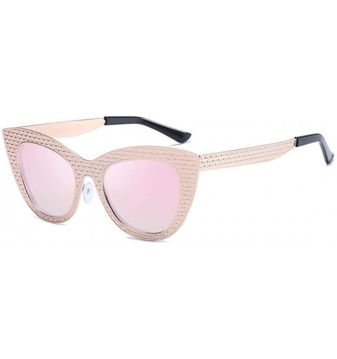 Oversized Vintage Cat Eye Oversized Metal Frame Tinted Lenses Women Sunglasses - Gold Pink - CH18NNIOD7I $23.54
