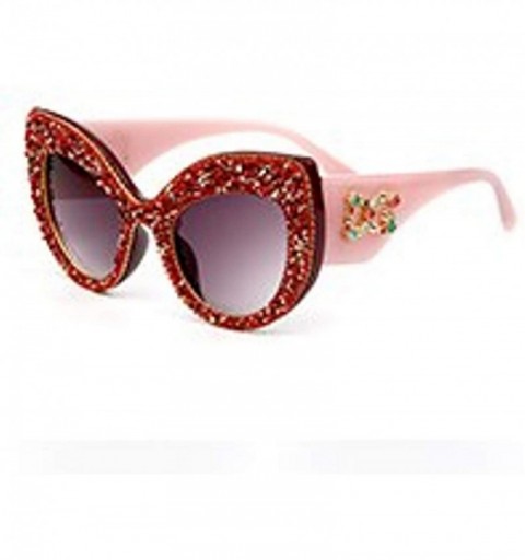 Cat Eye 2019 Luxury Women Cat Eye Sunglasses Vintage Oversized Designer Rhinestone Sun Glasses Men Female Shades - C918XEAGZG...