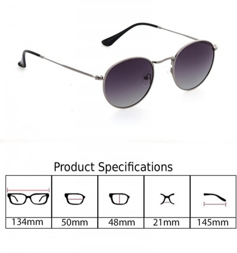 Square Premium Unisex Round Polarized Sunglasses with Metal Frame - UV400 Protection Lenses - Made in Italy - Gun Metal - CG1...