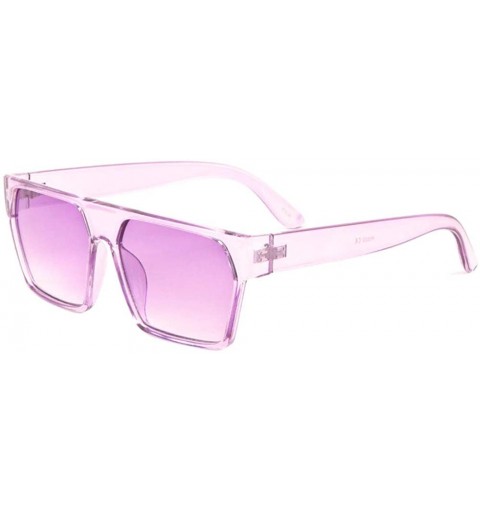 Shield Flat Top Geometric Crystal Color Plastic Shield Sunglasses - Purple - C1197U7KR07 $16.01