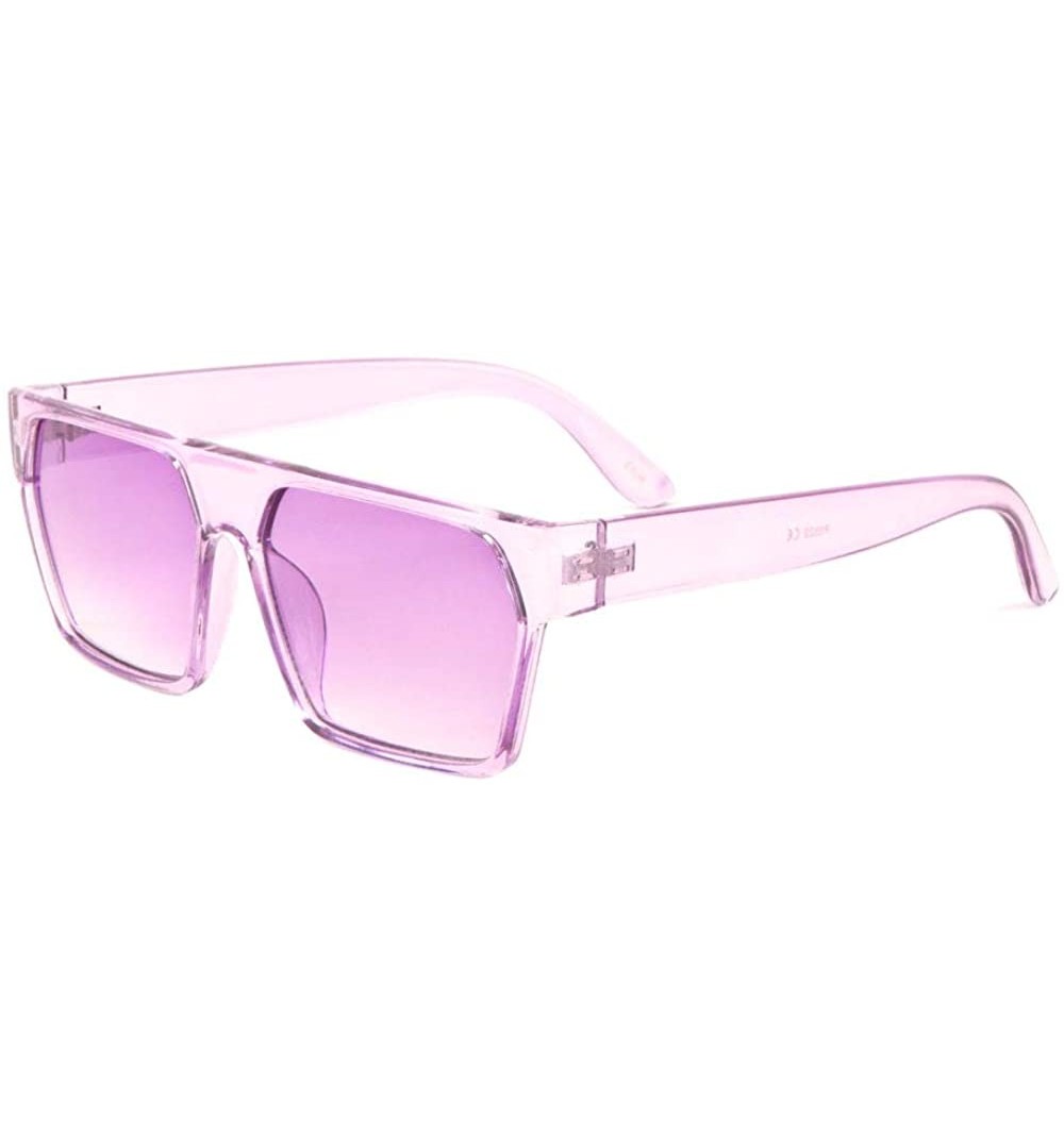 Shield Flat Top Geometric Crystal Color Plastic Shield Sunglasses - Purple - C1197U7KR07 $30.24