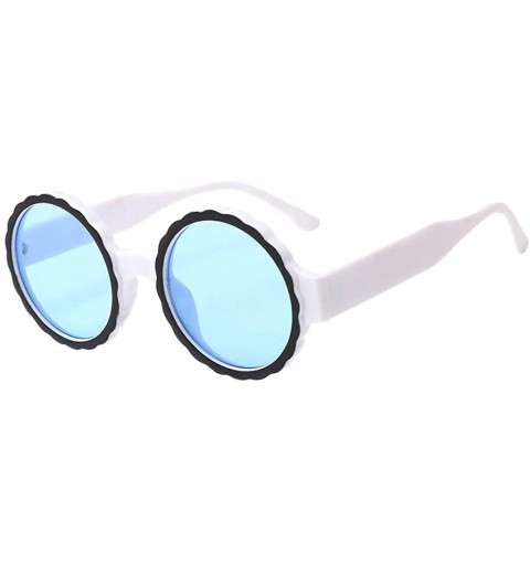 Semi-rimless Retro Round Polaroid Sunglasses Driving Sun Glasses Steampunk Polarized Glasses for Women Men - Blue - CW18QI7M5...