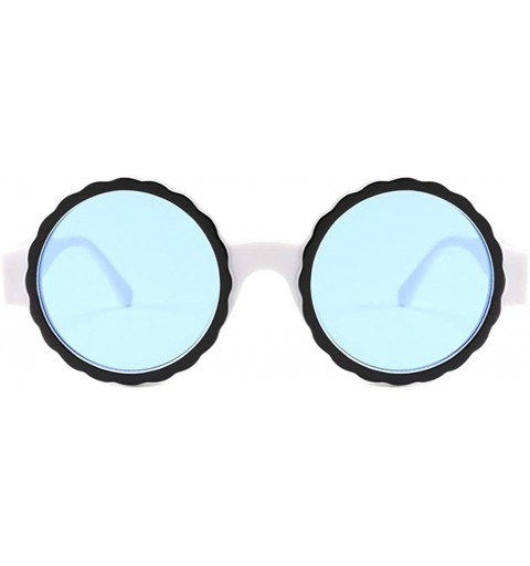 Semi-rimless Retro Round Polaroid Sunglasses Driving Sun Glasses Steampunk Polarized Glasses for Women Men - Blue - CW18QI7M5...