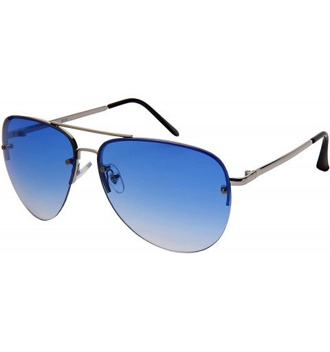 Aviator fashion Aviator Sunglasses Clear and Color Lenses W/Fiber Case - 5113 - Silver Frame/ Blue Gradient Lens - CF187C652M...