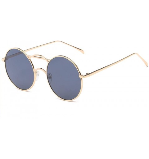 Oval Stylish Metallic Sunglasses Retro Round Sunglasses Color Film Reflective Taillights Glasses - C118TLNOSEC $12.10