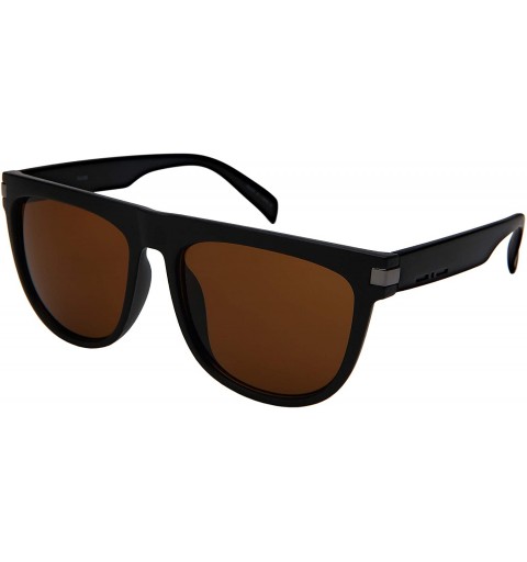 Wayfarer Horned Rim Sunglasses for Women Men Flat Top 541098-SD - Matte Black Frame/Brown Lens - CR18ILTKYXN $11.85