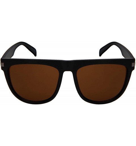 Wayfarer Horned Rim Sunglasses for Women Men Flat Top 541098-SD - Matte Black Frame/Brown Lens - CR18ILTKYXN $11.85