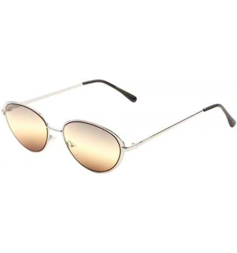 Oval Oceanic Color Flat Frame Oval Cat Eye Sunglasses - Brown - CN1908AYTX5 $15.04