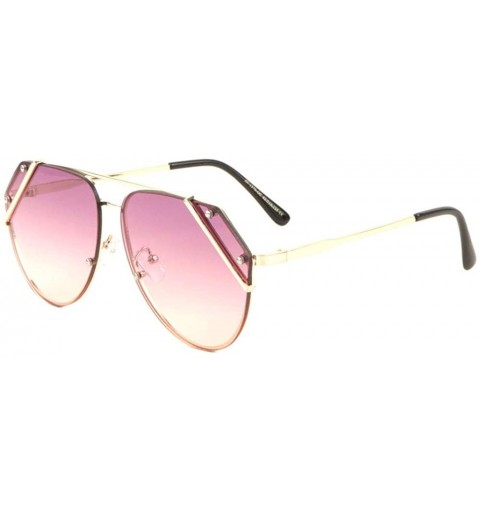 Aviator Oceanic Color Metal Side Lens Protective Rim Aviator Sunglasses - Pink - CD198E948MT $15.64
