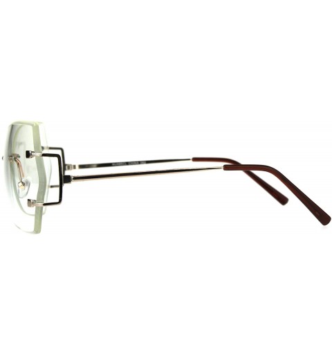 Oversized Rimless Clear Lens Glasses Womens Oversized Square Beveled Lens - Gold Brown - CL180NI3NOL $10.67