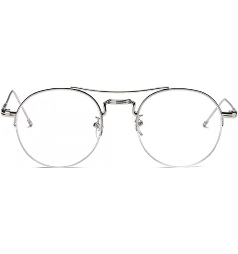 Round Male and Female Myopia Fashion Glasses Retro Round Frame Glasses - Silver - CL18EARX7NU $30.86