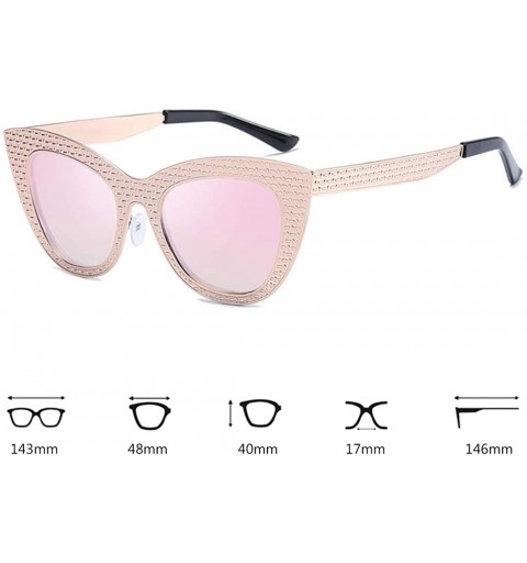 Oversized Vintage Cat Eye Oversized Metal Frame Tinted Lenses Women Sunglasses - Gold Pink - CH18NNIOD7I $10.82