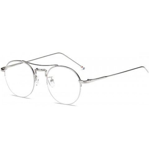 Round Male and Female Myopia Fashion Glasses Retro Round Frame Glasses - Silver - CL18EARX7NU $30.86