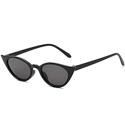 Sport Men and women Cat's eye Fashion Small frame Sunglasses Retro glasses - Black - CF18LLGHMC4 $11.01