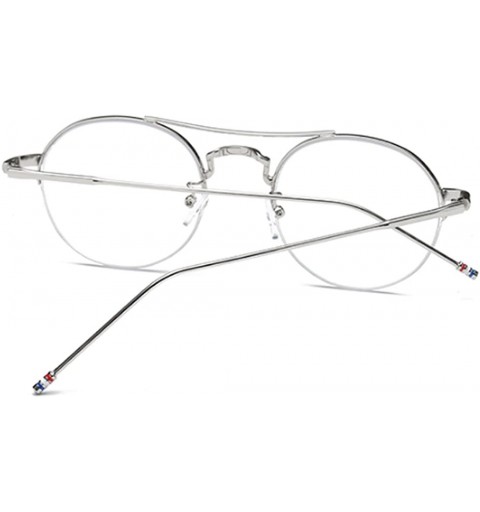 Round Male and Female Myopia Fashion Glasses Retro Round Frame Glasses - Silver - CL18EARX7NU $30.86