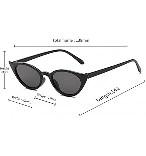 Sport Men and women Cat's eye Fashion Small frame Sunglasses Retro glasses - Black - CF18LLGHMC4 $11.01